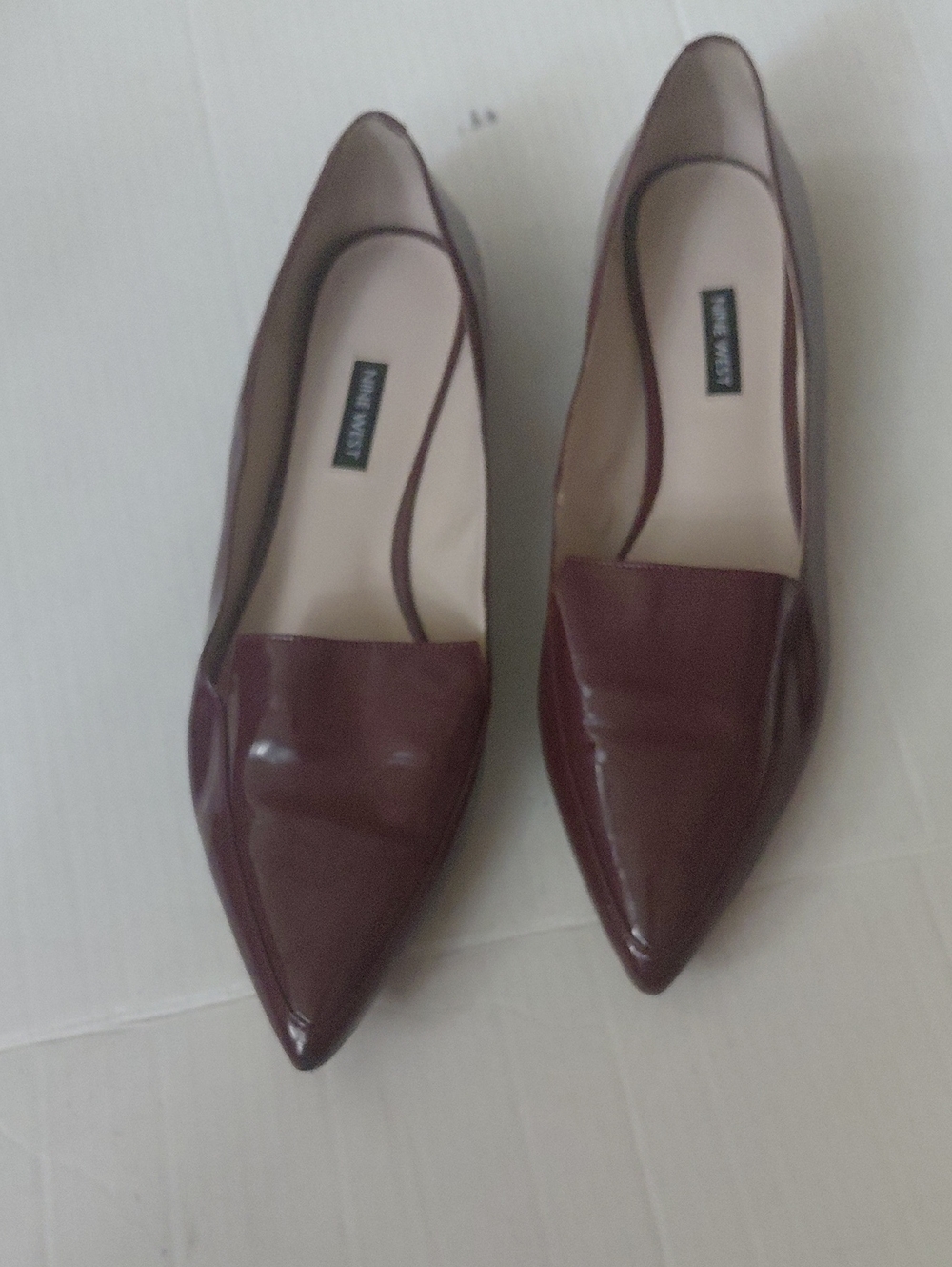 Nine West Womens Deep Wine Burgandy Pointed-Toe Slip On Shoes Loafers Size 12M